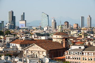 Image showing aerial view over Milan Italy