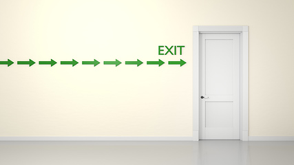 Image showing door with exit sign on the wall