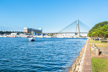 Image showing Anzac Bridge harbor Sydney Australia