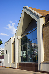 Image showing Small building with a glass wall