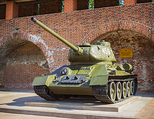 Image showing Soviet T-34 tank, outdoor exhibition, N.Novgorod, Russia