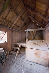 Image showing interior of retro wooden watermill