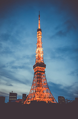 Image showing Tokyo tower at night, Japan