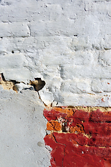 Image showing Brick, plaster and concrete wall detail