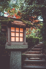 Image showing Lamp in Jojakko-ji temple, Kyoto, Japan