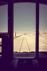 Image showing Old train station in Bolivia desert