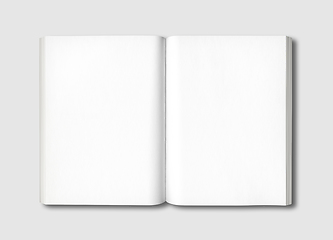 Image showing White open book isolated on grey