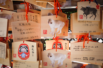 Image showing Traditional Emas in a temple, Tokyo, Japan