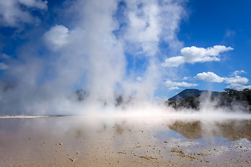 Image showing Steaming lake in Waiotapu, Rotorua, New Zealand