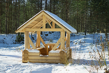 Image showing Roadside arbor from the rounded log