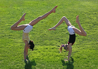 Image showing Two girls exercising