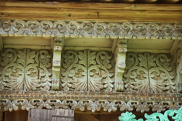 Image showing Wooden patterns on the eaves of an old house