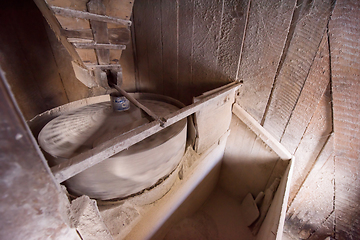 Image showing interior of retro wooden watermill