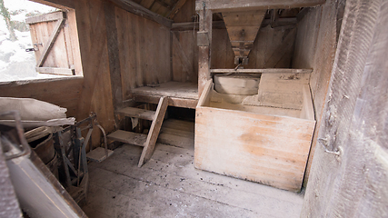 Image showing interior of retro wooden watermill