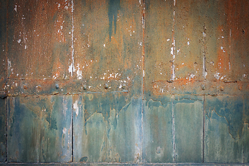 Image showing Old rusty painted wood board