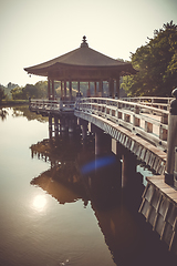 Image showing Ukimido Pavillion on water in Nara park, Japan