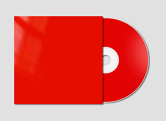 Image showing Red CD - DVD mockup template isolated on Grey