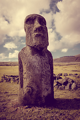 Image showing Moai statue, ahu Tongariki, easter island