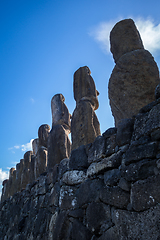 Image showing Moais statues, ahu Tongariki, easter island