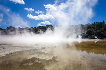 Image showing Steaming lake in Waiotapu, Rotorua, New Zealand