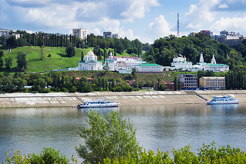 Image showing Church on the banks of the Oka River. N. Novgorod. Russia