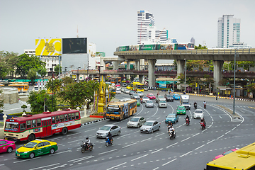 Image showing Big traffic flows on roads Bangkok