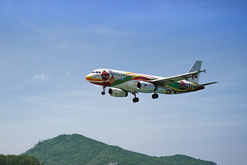 Image showing  Landing Airbus A320-200 of Bangkokairway. Thailand