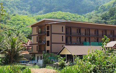 Image showing The hotel is at the foot of mountains