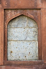 Image showing Stone framing window in an ancient Asian architecture