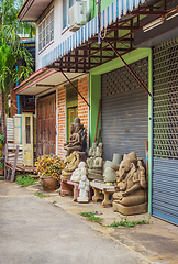 Image showing In a small shop sold sculptural images of deities. Bangkok