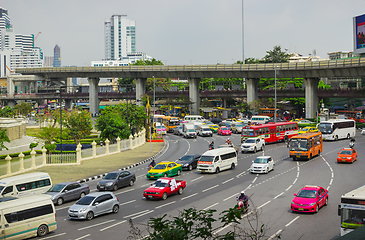 Image showing Big traffic flows in the squares Bangkok