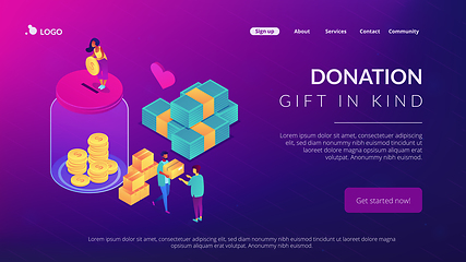 Image showing Donation isometric 3D landing page.