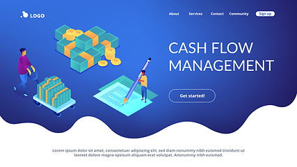 Image showing Cash flow statement isometric 3D landing page.