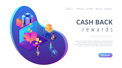 Image showing Cash back isometric 3D landing page.