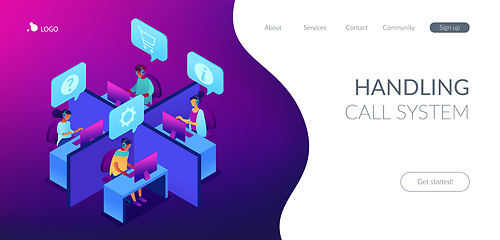 Image showing Call center isometric 3D landing page.