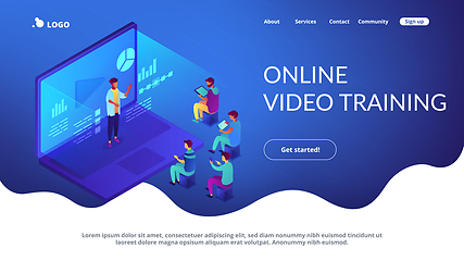 Image showing Webinar isometric 3D landing page.