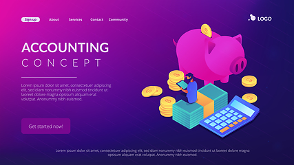 Image showing Budget control app isometric 3D landing page.