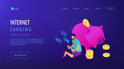 Image showing Online jobs isometric 3D landing page.