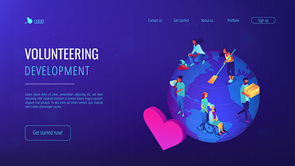 Image showing Volunteering isometric 3D landing page.