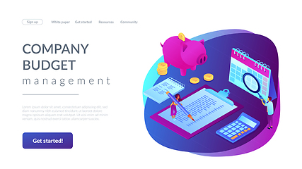 Image showing Budget planning isometric 3D landing page.