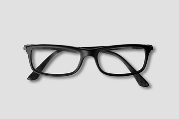 Image showing Black glasses isolated on grey