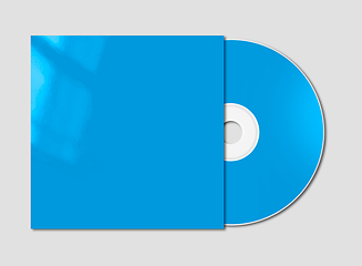 Image showing Blue CD - DVD mockup template isolated on Grey