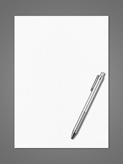 Image showing Blank White A4 paper sheet and pen mockup template