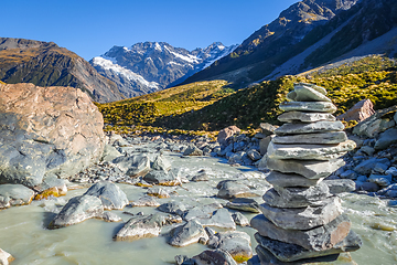 Image showing Glacial river in Hooker Valley Track, Mount Cook, New Zealand
