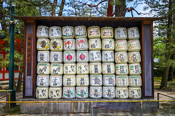 Image showing Kazaridaru barrels in Heian Jingu Shrine, Kyoto, Japan