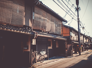 Image showing Traditional japanese houses, Gion district, Kyoto, Japan