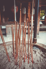 Image showing incense sticks in Kinkaku-ji temple, Kyoto, Japan