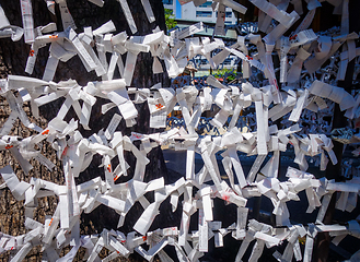 Image showing Traditional Omikujis in a temple, Tokyo, Japan