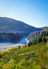 Image showing Mountain canyon and river landscape in New Zealand