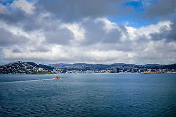 Image showing Wellington city view from the sea, New Zealand